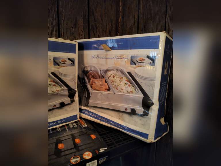 Pair of double buffet server warming trays