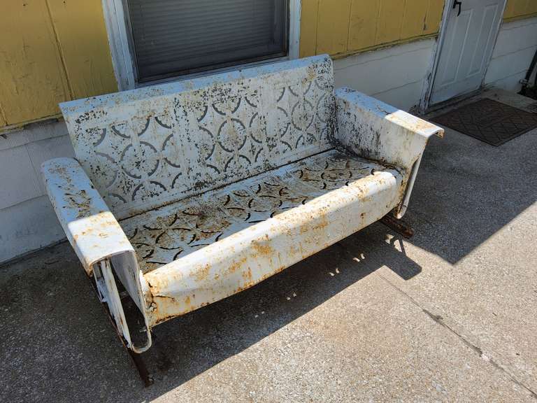 Vintage metal patio glider approx 65" wide