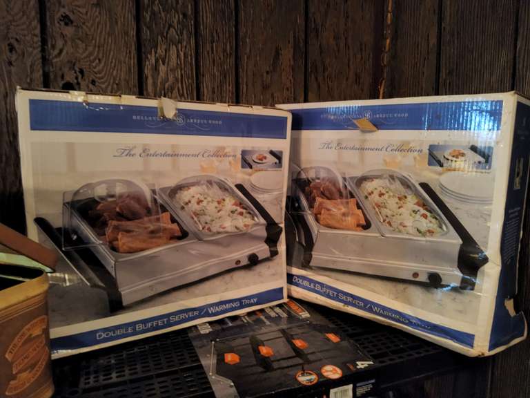 Pair of double buffet server warming trays