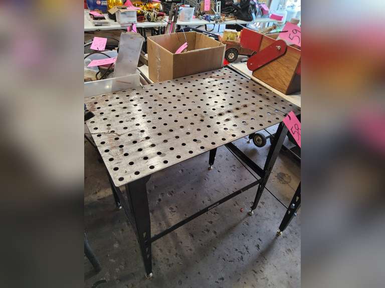 Clutch metal top work table approx 36" x 24" x 35"