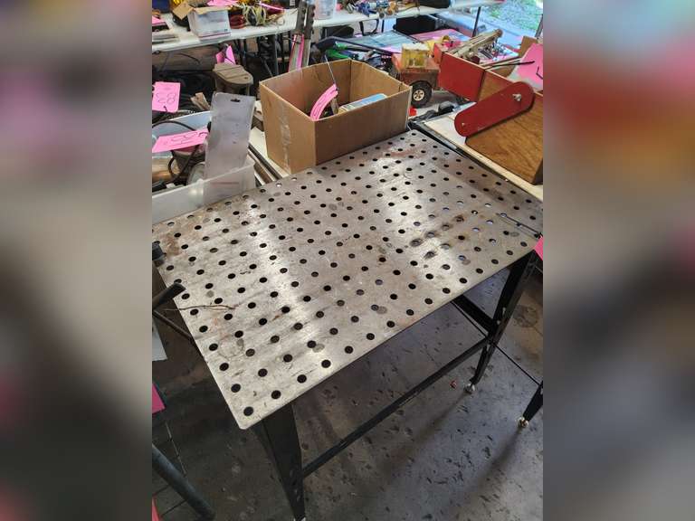 Clutch metal top work table approx 36" x 24" x 35"