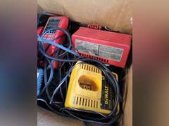 Box: battery chargers for dewalt, milwaukee, makita & others
