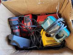 Box: battery chargers for dewalt, milwaukee, makita & others