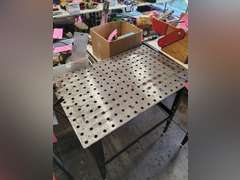 Clutch metal top work table approx 36" x 24" x 35"