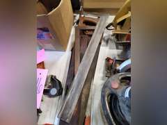 Group: 2 hand saws, 2 hack saws, 2 framing squares, 2 levels