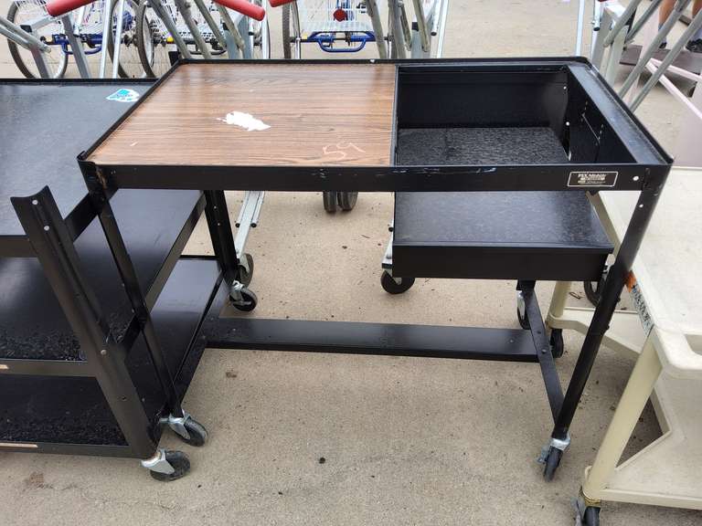 Metal table on wheels (for overhead projectors)