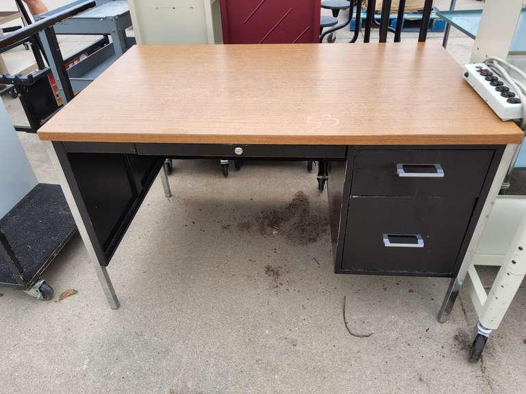 Metal desk w/ wood top