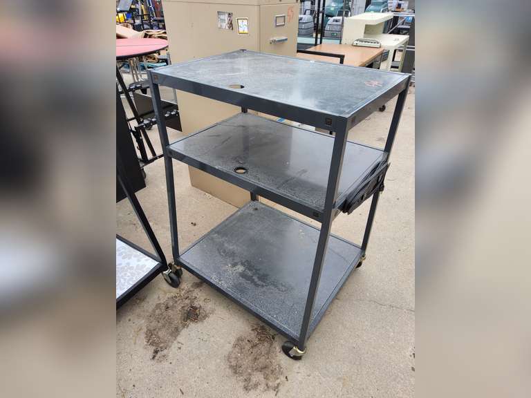 Metal AV cart with power cord