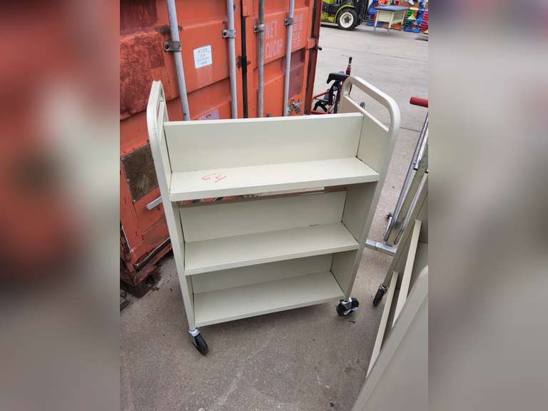 Double sided metal book cart (cream)