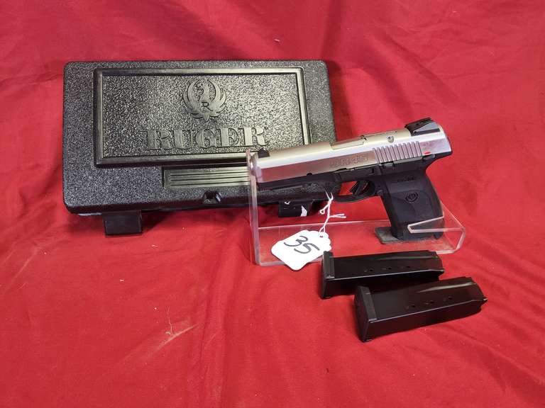 Ruger Mod: SR45, 45 auto pistol, Ser#: 38063735 , 5" brl, 2 mags, box, book, 98% (believe to be new)