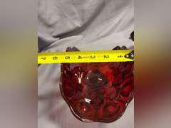 2 Vintage L.E. Smith Moon & Stars Amberina Red compote dishes