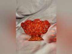 2 Vintage L.E. Smith Moon & Stars Amberina Red bowls