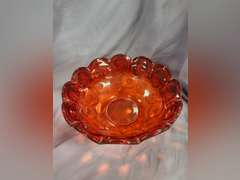 2 Vintage L.E. Smith Moon & Stars Amberina Red bowls