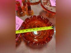 2 Vintage L.E. Smith Moon & Stars Amberina Red bowls