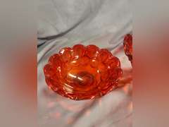 2 Vintage L.E. Smith Moon & Stars Amberina Red bowls