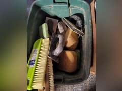2 boxes of trowels, sponges & other tools & items SEE PICS