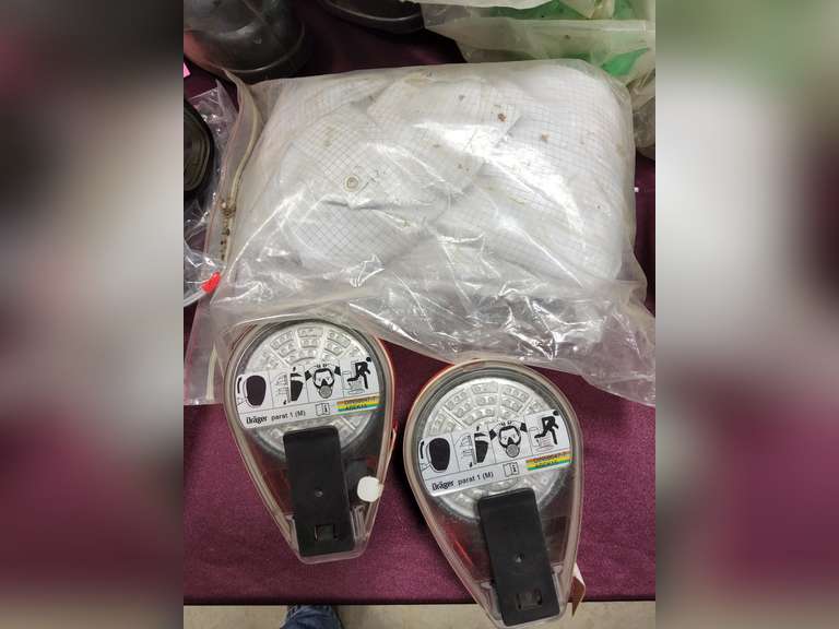 Protective suit and 2 Drager masks SEE PICS