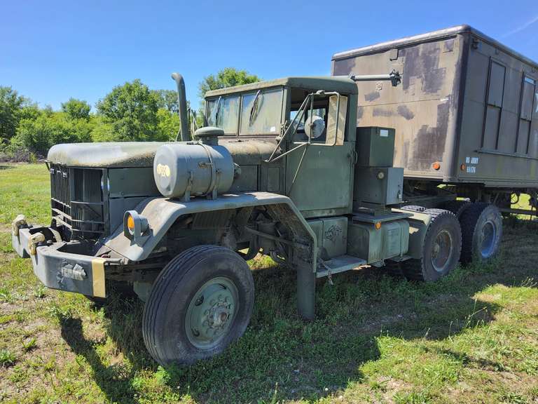 MAKE APPOINTMENT FOR REMOVAL, DOES NOT HAVE TO BE OUT THAT DAY. 1969 Kaiser Jeep Co. Mod: M818, 5 ton, 6x6, XM818W0, Diesel truck tractor, 5 spd, 04585 miles, Vin#C12411867, WAS RUNNING WHEN PARKED - WE HAD IT TOWED TO OUR BUILDING - DRIVE SHAFT IS UNBOLTED -- (TRAILER NOT INCLUED, TRUCK ONLY)