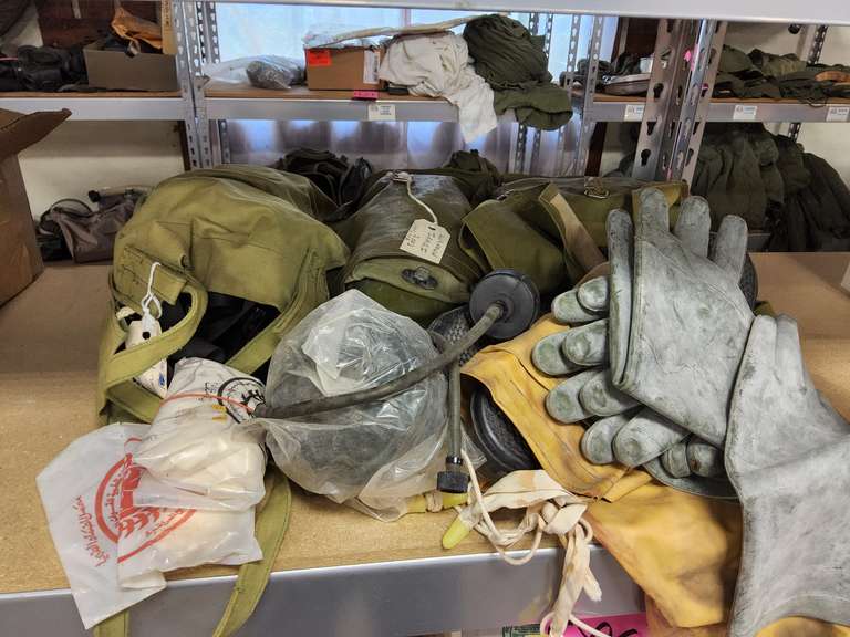 Group: gas masks, gloves, & other SEE PICS