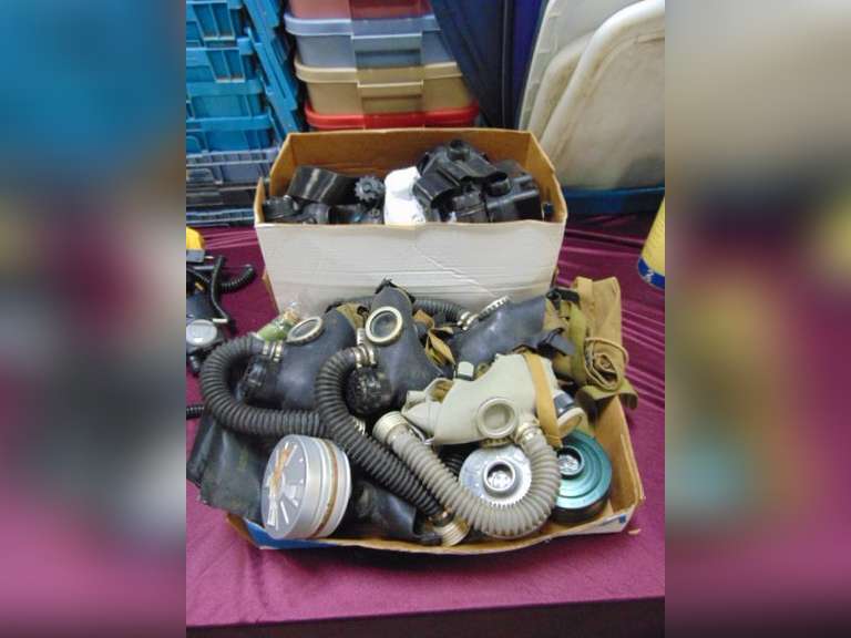 Group of various gas masks & other items SEE PICS
