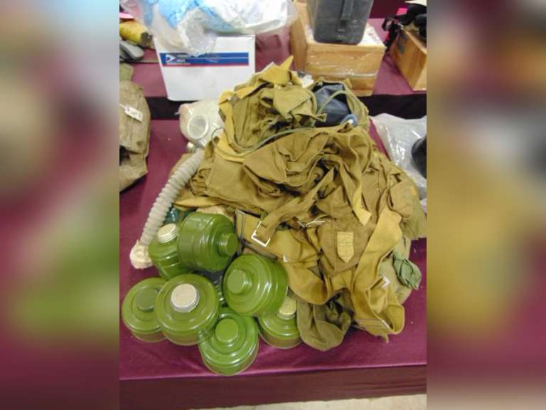 Group of masks, mask bags, filters
