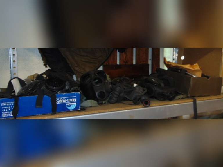 Group of gas masks, parts & other SEE PICS