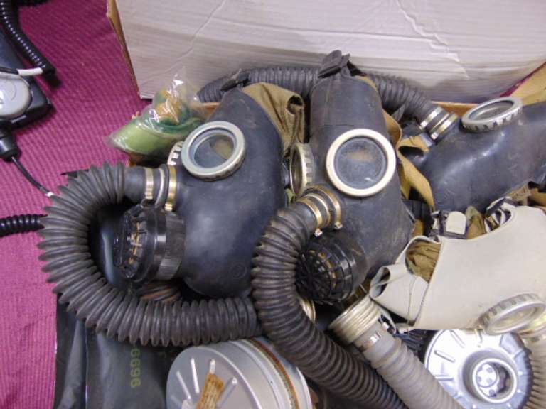 Group of various gas masks & other items SEE PICS