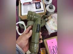 Group: gas masks, filters, US Army patch, NIP Baby Scape Hood, Case of Optical Inserts for M17 CB masks, & other
