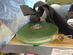Group misc: various gas masks, measuring tape reel, filters & other items SEE PICS