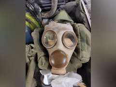 Case with misc: gas masks, hoses, ear protection & other SEE PICS