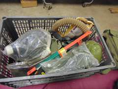 Crate misc: gas masks, clips, hoses & other items SEE PICS
