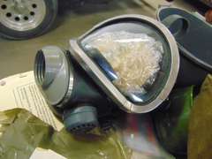 Large group of various gas masks, bags & other items SEE PICS