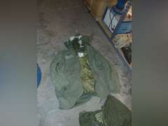 Group: Military winter coat & pants, frame/harness for a AN/PRC-77 portable radio, & other SEE PICS
