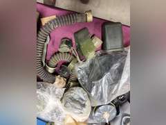 Group misc: gas mask parts, filters, masks, hoses & other SEE PICS