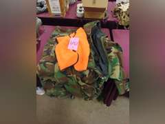 Camo protective jacket & pants & orange vest