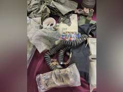 Group misc: gas masks, protective suit, test kits & other SEE PICS