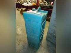 Plastic case approx 14"x 14"x 37" with wheels