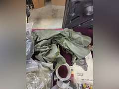 Group misc: gas masks, protective suit, test kits & other SEE PICS