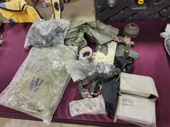 Group misc: gas masks, protective suit, test kits & other SEE PICS