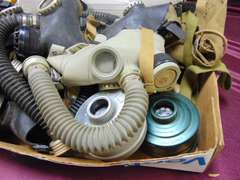 Group of various gas masks & other items SEE PICS