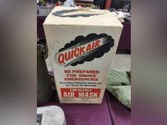 Empty mask can, 10-12 min emergency air mask & other