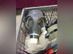 Crate misc: gas masks, clips, hoses & other items SEE PICS