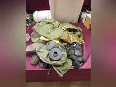 Group of various gas masks, bags & other items SEE PICS