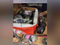 Box of various filters for gas masks SEE PICS