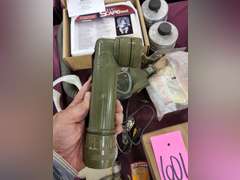 Group: gas masks, filters, US Army patch, NIP Baby Scape Hood, Case of Optical Inserts for M17 CB masks, & other