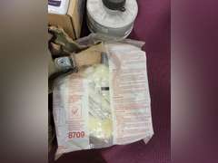 Group: gas masks, filters, US Army patch, NIP Baby Scape Hood, Case of Optical Inserts for M17 CB masks, & other