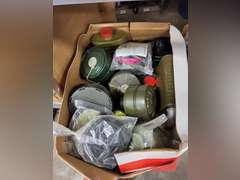 Box of various filters for gas masks SEE PICS