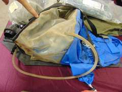 Group misc: bags, parts, protective trousers & hood, & other SEE PICS