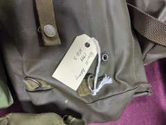 5 empy gas mask bags (some have contents, no masks) -- US, Polish, Korean, Swiss & other
