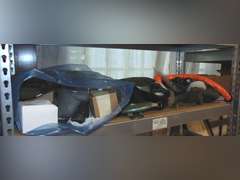 Group misc: various gas masks, measuring tape reel, filters & other items SEE PICS